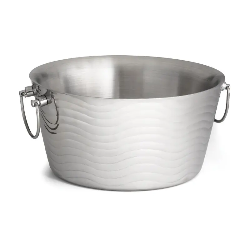 Tablecraft Round Double Wall Beverage Tub 3 Gallon 15.5"x14.5"x7.5" - Stainless Steel (14-1) - TableCraft