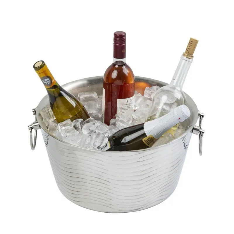 Tablecraft Round Double Wall Beverage Tub 3 Gallon 15.5"x14.5"x7.5" - Stainless Steel (14-1) - TableCraft