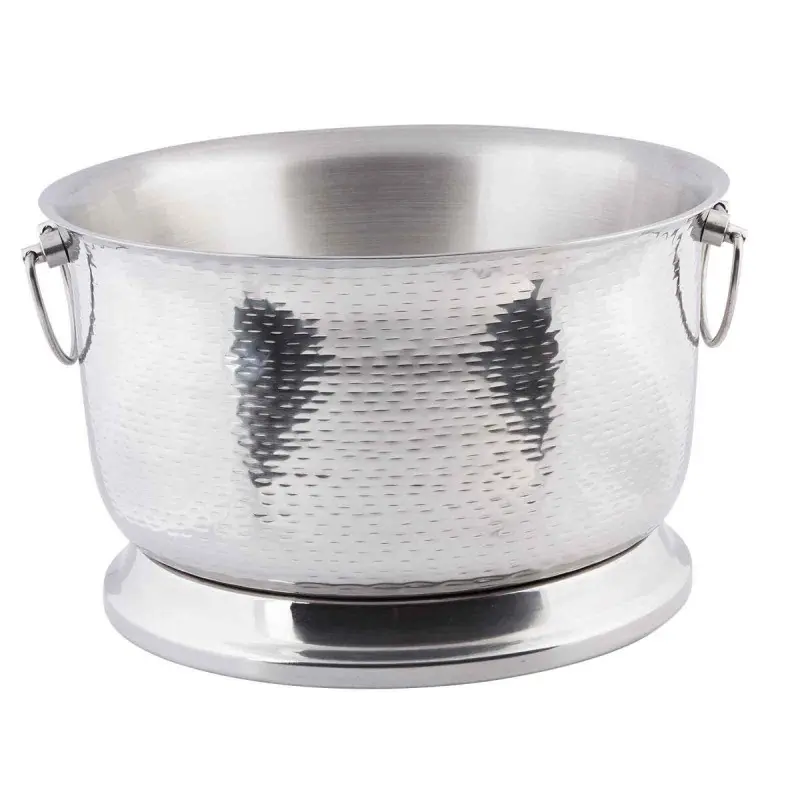 Tablecraft Remington Collection Round Beverage Tub With Base 7.5 Gallon 16.5"x15.75"x9.5" - Stainless Steel (14-1) - TableCraft