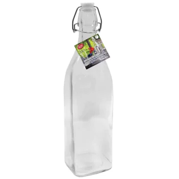 Tablecraft Prima Collection Resealable Bottle 34 Oz. Clear 3.25"x3.25"x12.5" - Glass (Clear Glass) - Set of 12