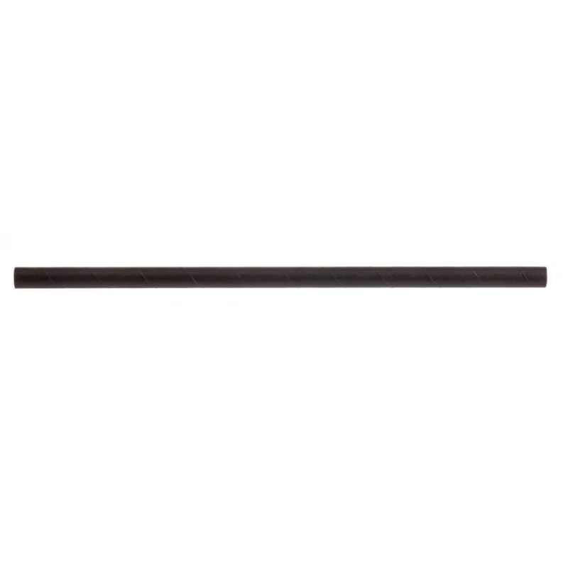 Tablecraft 7.75" (8mm) Straws Black .315"x.315"x7.75" - Paper Pack of 500 - Unwrapped - Set of 6