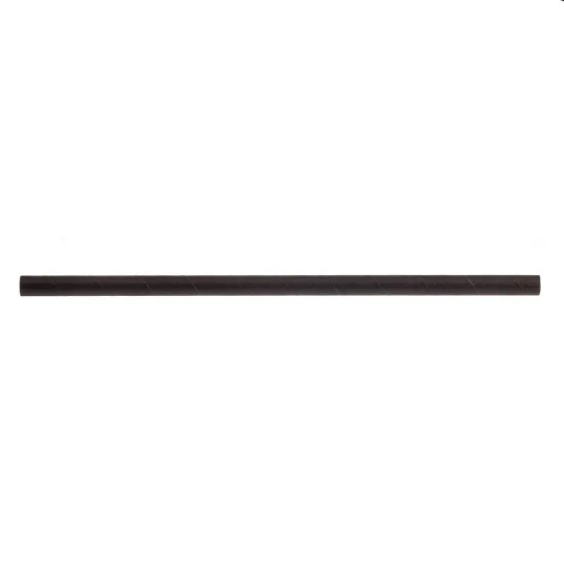 Tablecraft 7.75" (6mm) Straws Black .236"x.236"x7.75" - Paper Pack of 500 - Individually Wrapped - Set of 6