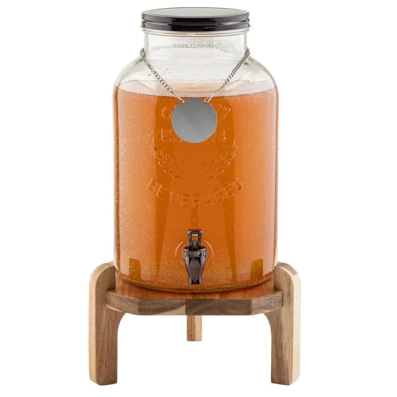 Tablecraft Stand for Glass Beverage Dispensers 10"x9.875"x5.75" - Acacia Wood Fits Glass Beverage Dispensers BDG1000 - B