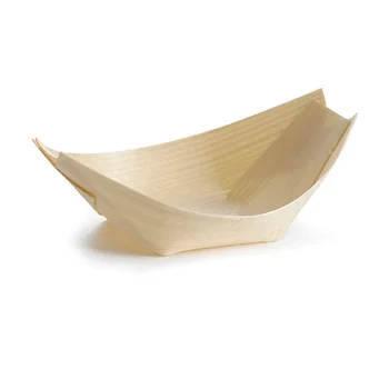 Tablecraft Mini Disposable Boat 1 Oz. 3.5"x2.25"x1" - Wood (Poplar) Pack of 50 - Set of 12