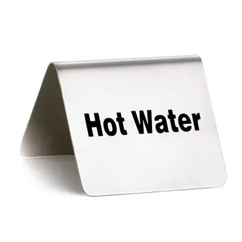 Tablecraft Table Tent - Hot Water 2.5"x2.75"x1.875" - Stainless Steel (200 Series)