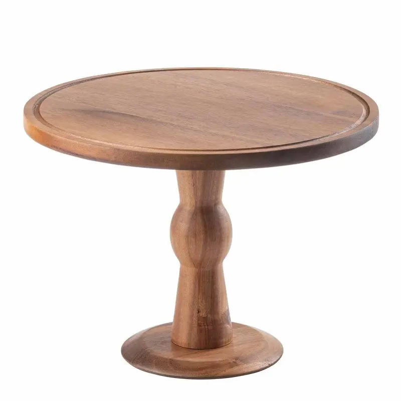 Tablecraft Acacia Collection Round Cake Stand 12.5"x12.5"x9" - Acacia Wood 9" Height - Unassembled - TableCraft