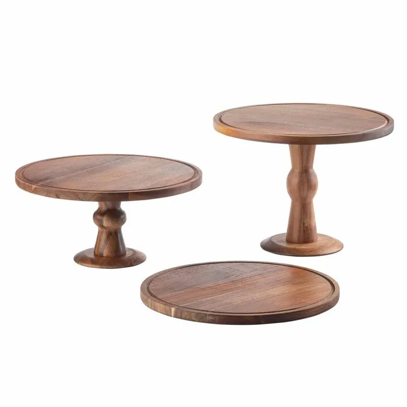 Tablecraft Acacia Collection Round Cake Stand 12.5"x12.5"x9" - Acacia Wood 9" Height - Unassembled - TableCraft
