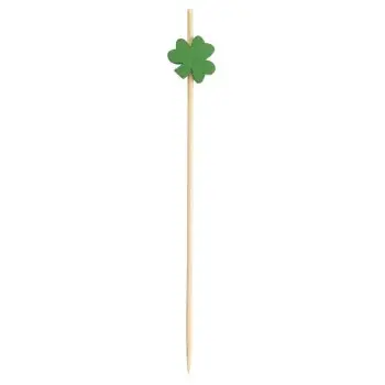 Tablecraft Decorative Picks - Shamrock .625"x.25"x4.5" - Natural Bamboo Pack of 100 - Set of 12