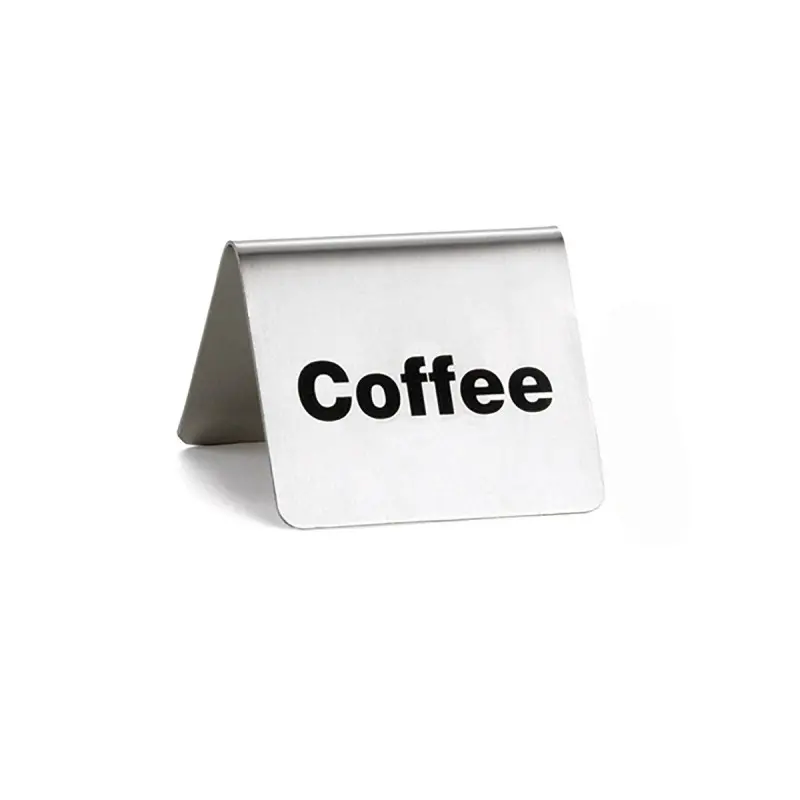 Tablecraft Table Tent - Coffee 2.5"x2.75"x1.875" - Stainless Steel (200 Series)
