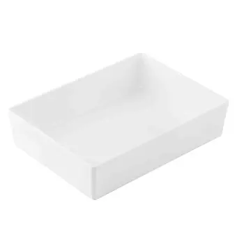 Tablecraft Simple Solutions Half Size Straight-Sided Bowl 5.25 Qts White 12.75"x9.5"x3" - Melamine