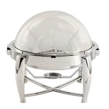 Tablecraft Round Dripless Roll Top Chafer 6 Qts 19.5"x19.5"x19" - Stainless Steel (201) - Stackable