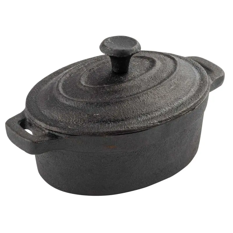 Tablecraft Cast Iron Cookware Oval Casserole Server 8 Oz. 6.125"x3.6875"x3.125" - Cast Iron - TableCraft