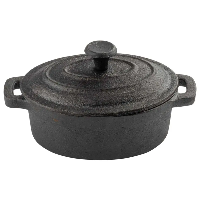 Tablecraft Cast Iron Cookware Oval Casserole Server 8 Oz. 6.125"x3.6875"x3.125" - Cast Iron - TableCraft