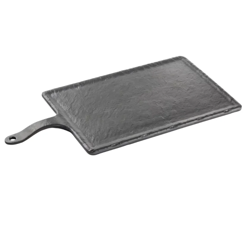 Tablecraft Frostone Slate Collection Rectangular Serving Paddle Black 17.75"x8.75"x.875" - Melamine