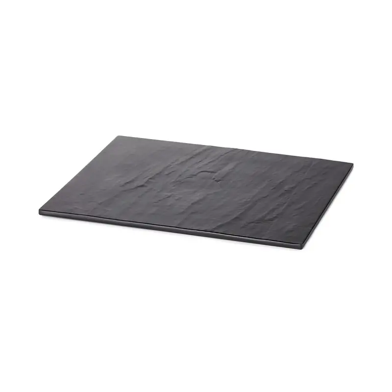 Tablecraft Frostone Slate Collection Rectangular Serving Tray Black 12.75"x10.375"x.375" - Melamine