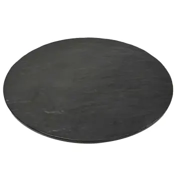 Tablecraft Frostone Slate Collection Round Serving Tray Black 16"x16"x.3" - Melamine