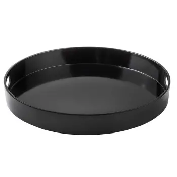 Tablecraft Round Serving Tray Black 15"x15"x2" - Melamine