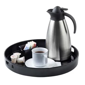 Tablecraft Round Serving Tray Black 15"x15"x2" - Melamine