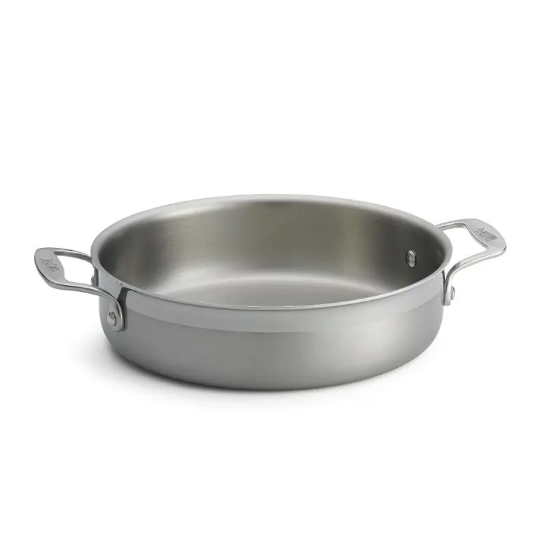 Tablecraft Tri-Ply Cookware Round Brazier Pan 3 Qts 13.125"x10"x2.5" - Stainless Steel (18/0) - NSF
