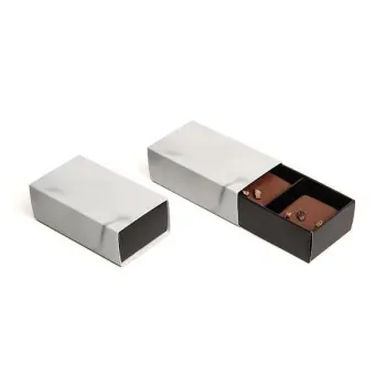 Matte Marbled Amenity Long Closed Frame Chocolate Candy Boxes - Holds 2 Chocolates - Pack of 100