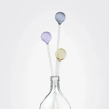 Designer Craspedia Set , 3 Pieces, Yellow, Grey And Lilac Flower - 110 x 110 x 610 mm - Set of 6