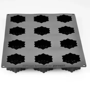 Professional Single Portion Snowflake Silicone Mold by Antonio Bachour - ø 75 mm x 35 h mm - 12 cavity - 110 ml