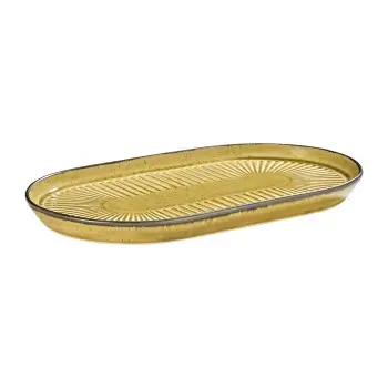 Porline Highlight Mustard Collection Sun Oval Platter 24 cm - Set of 12