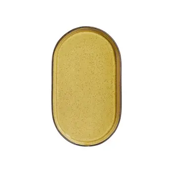 Porline Highlight Mustard Collection Oval Platter 24 cm - Set of 12
