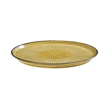 Porline Highlight Mustard Collection Sun Flat Plate 26.5 cm - Set of 12
