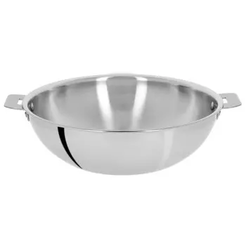 Cristel Stainless Steel 2 Side Handles Wok (3 Ply) Without Lid - 13.5" 7.50 qt