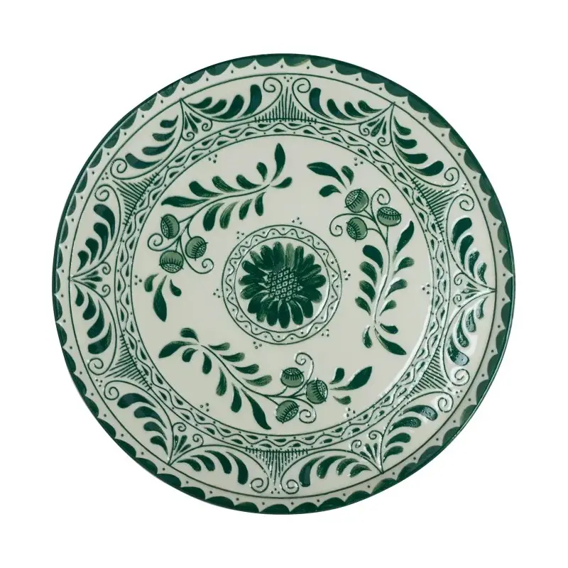 Anfora Plate Plana Coupe 7 1/2 in Talavera Motiva Green - Set of 12 Anfora Plate Plana Coupe 7 1/2 in Talavera Motiva Green - Set of 12
