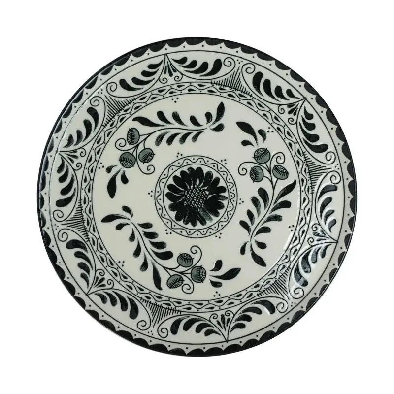 Anfora Plate Plana Coupe 10 3/4 in Talavera Motiva Black - Set of 6