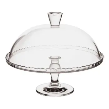 Pasabahce Cake Stand And Cover 12 3/4 in x 10 1/4 in Patisserie - Set of 2