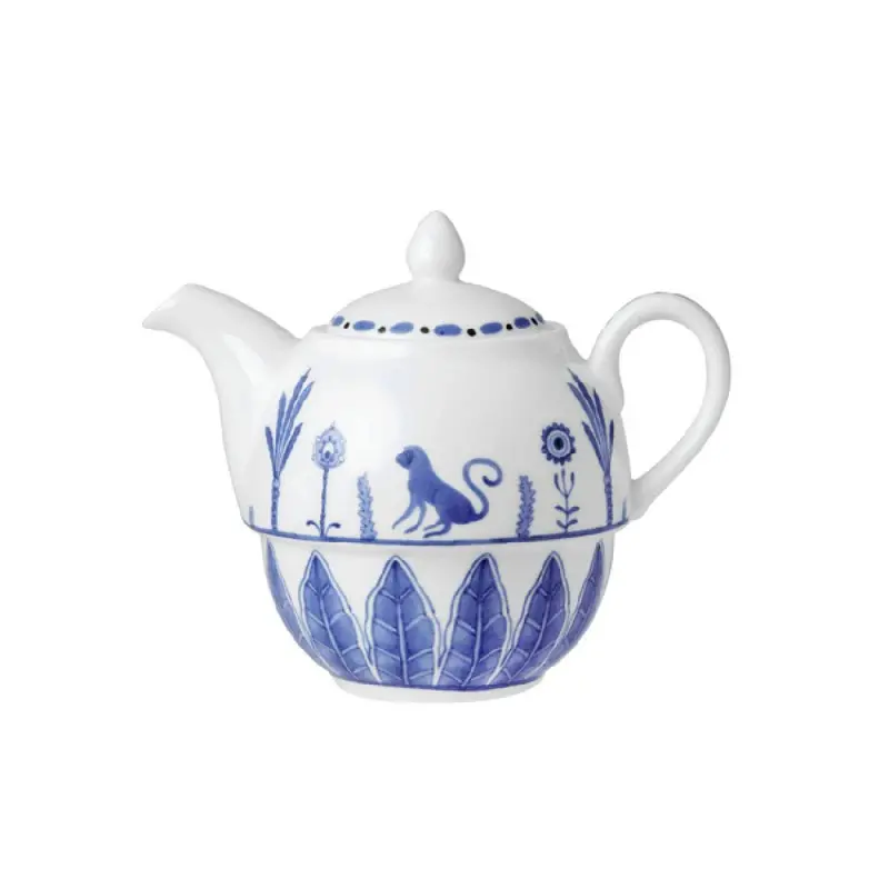 William Edwards Tea For One Teapot Coupe 4 7/8 in x 2 3/8 in (16 oz) Sultans Garden Blue - Set of 6