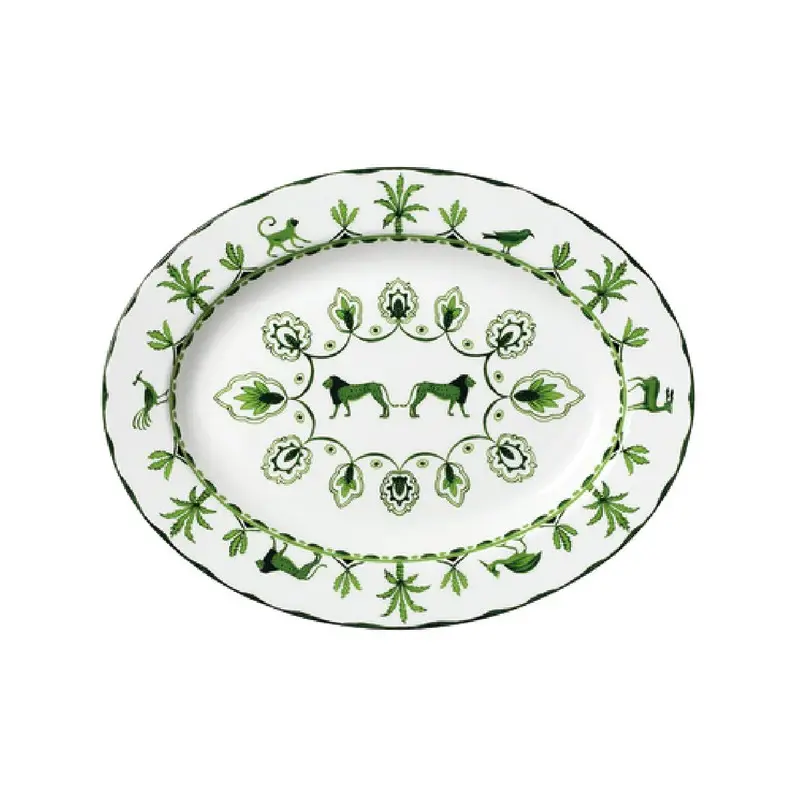 William Edwards Oval Tray 14 1/2 in x 11 in Sultans Garden Green - Set of 6 William Edwards Oval Tray 14 1/2 in x 11 in Sultans Garden Green - Set of 6