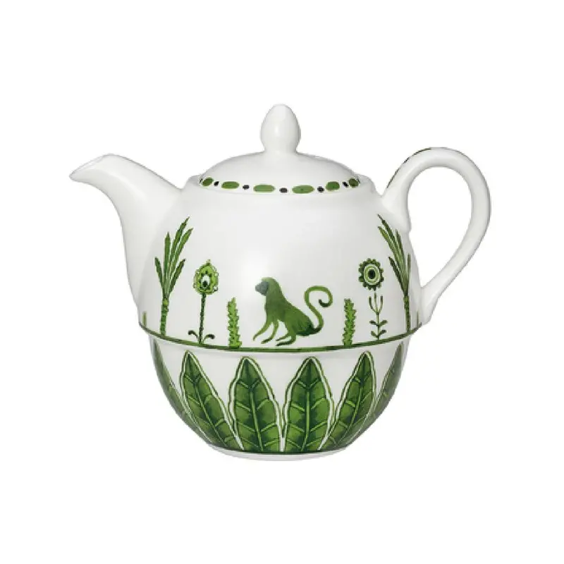 William Edwards Tea For One Teapot Coupe 4 7/8 in x 2 3/8 in (16 oz) Sultans Garden Green - Set of 6