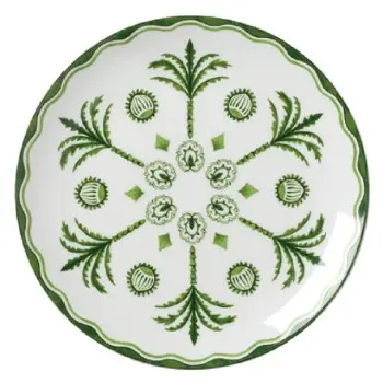 William Edwards Coupe Plate 8 1/4 in Sultans Garden Green - Set of 12