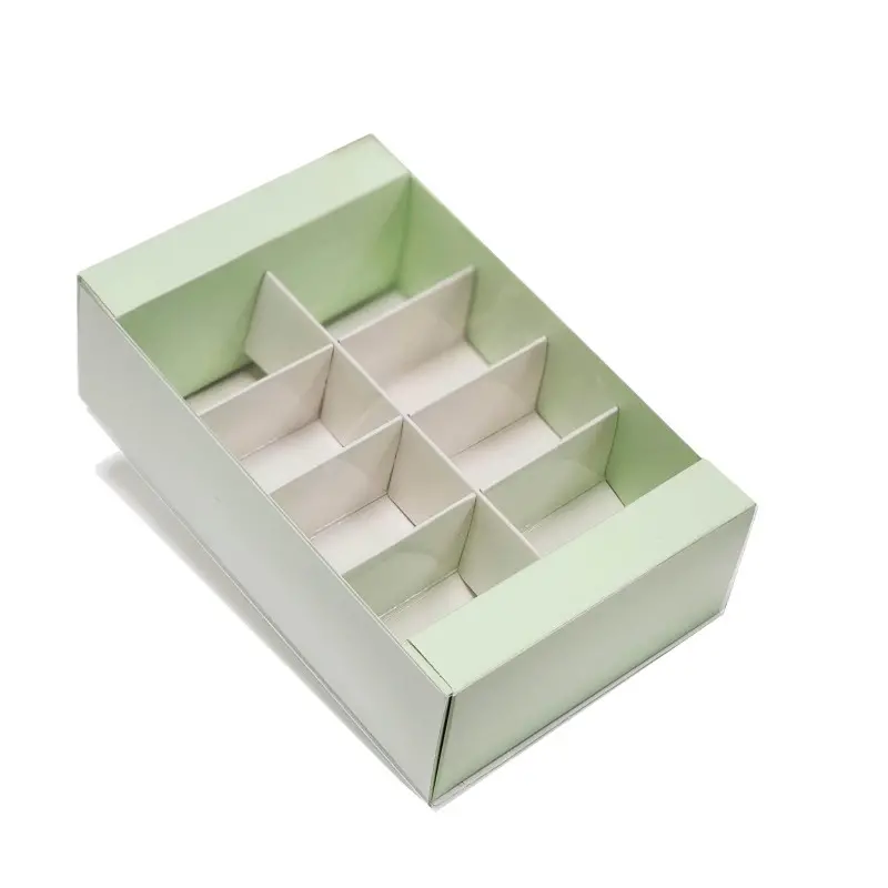 Deluxe Bi Frame Macaron Cardboard with window Box - 8 Macarons - Green Pastel - Pack of 96 Deluxe Bi Frame Macaron Cardboard with window Box - 8 Macarons - Green Pastel - Pack of 96