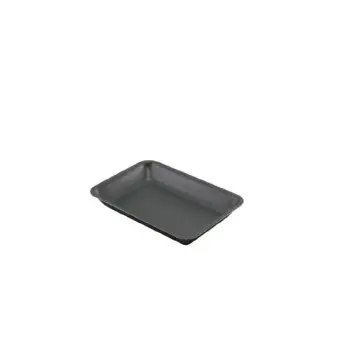 Genware Tray 8 in x 5 3/4 in x 3/4 in Vintage Stainless Steel Black - Set of 24