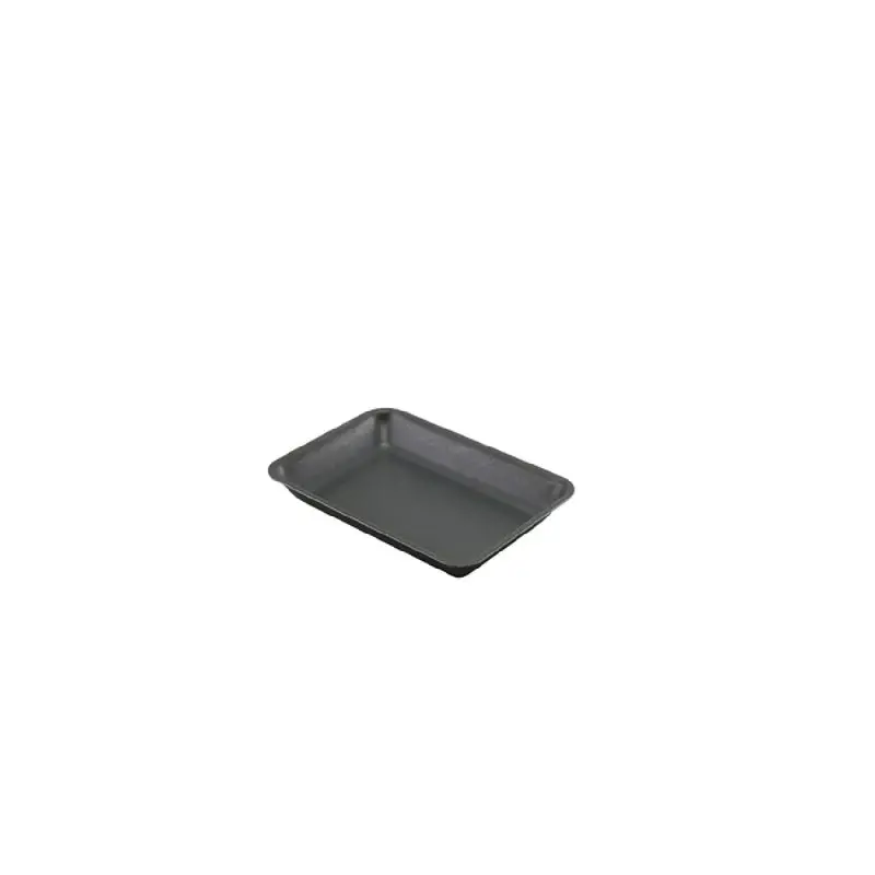 Genware Tray 8 in x 5 3/4 in x 3/4 in Vintage Stainless Steel Black - Set of 24