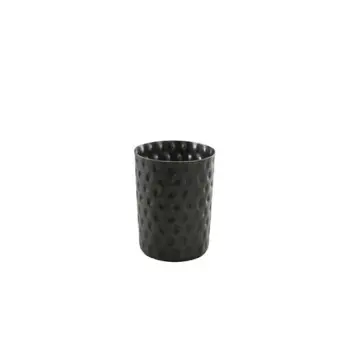 Genware Hammered Serving Cup 3 3/8 in x 3 3/8 in (12 3/4 oz) Vintage Stainless Steel Black - Set of 12