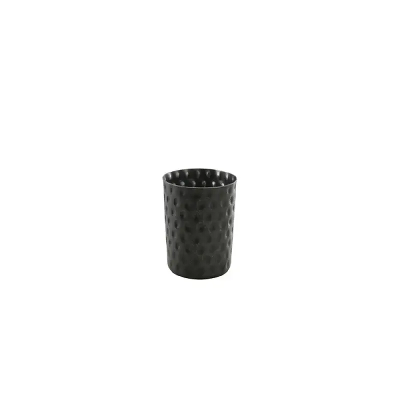 Genware Hammered Serving Cup 3 3/8 in x 3 3/8 in (12 3/4 oz) Vintage Stainless Steel Black - Set of 12 Genware Hammered Serving Cup 3 3/8 in x 3 3/8 in (12 3/4 oz) Vintage Stainless Steel Black - Set of 12