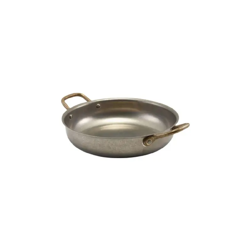 Genware Round Dish 11 in x 8 5/8 in x 2 in (1 1/2 qt) Vintage Stainless Steel - Set of 6