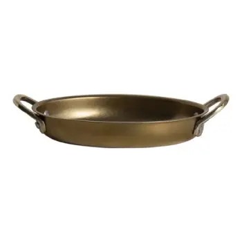 Genware Oval Dish 8 x 4 3/4 x 1 (12 oz) Gold Vintage Stainless Steel - Set of 6
