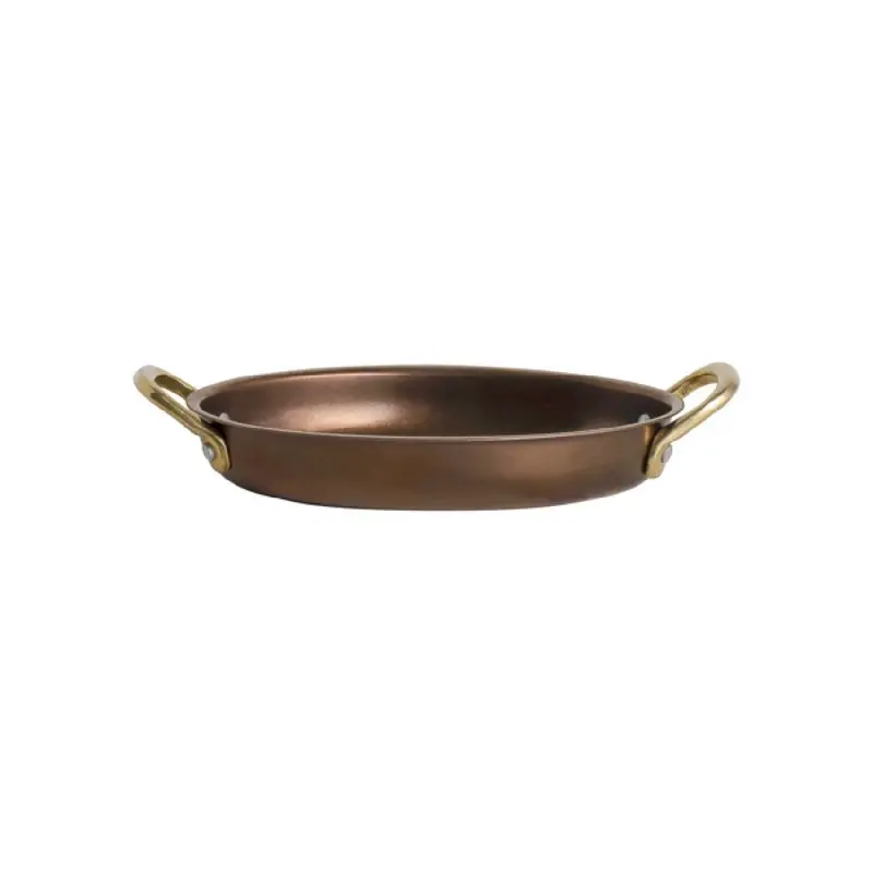 Genware Oval Dish 8 x 4 3/4 x 1 (12 oz) Copper Vintage Stainless Steel - Set of 6 Genware Oval Dish 8 x 4 3/4 x 1 (12 oz) Copper Vintage Stainless Steel - Set of 6