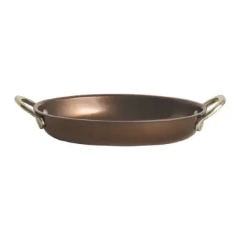 Genware Oval Dish 8 7/8 x 5 3/8 x 1 1/4 (17 oz) Copper Vintage Stainless Steel - Set of 6