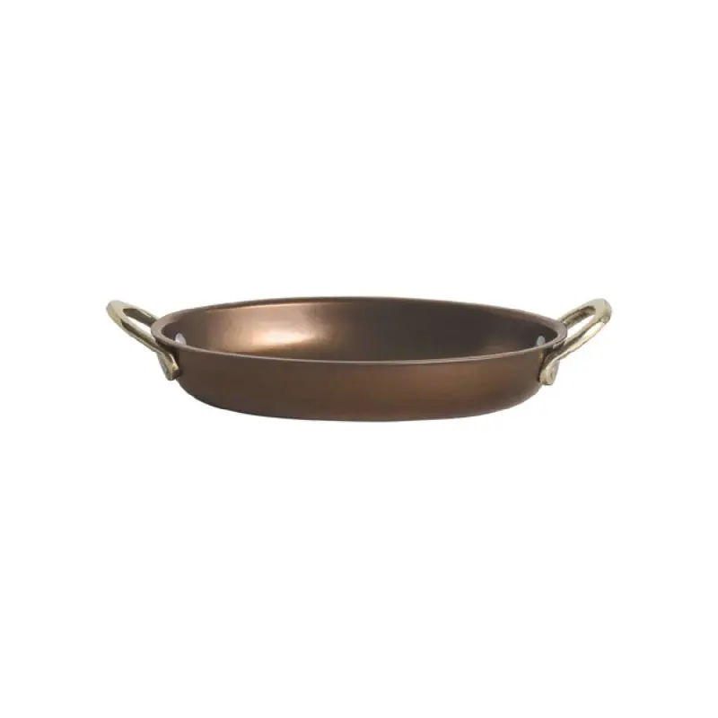 Genware Oval Dish 8 7/8 x 5 3/8 x 1 1/4 (17 oz) Copper Vintage Stainless Steel - Set of 6 Genware Oval Dish 8 7/8 x 5 3/8 x 1 1/4 (17 oz) Copper Vintage Stainless Steel - Set of 6