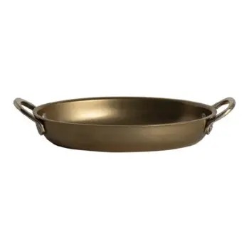 Genware Oval Dish 8 7/8 x 5 3/8 x 1 1/4 (17 oz) Gold Vintage Stainless Steel - Set of 6
