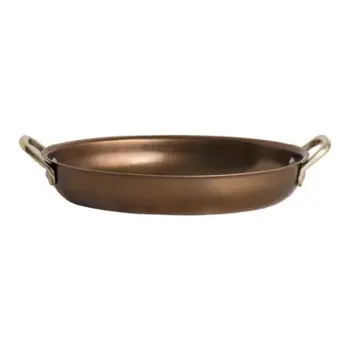 Genware Oval Dish 10 x 6 1/4 x 2 (26 1/2 oz) Copper Vintage Stainless Steel - Set of 6
