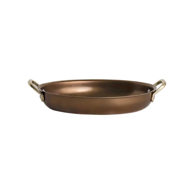Genware Oval Dish 10 x 6 1/4 x 2 (26 1/2 oz) Copper Vintage Stainless Steel - Set of 6
